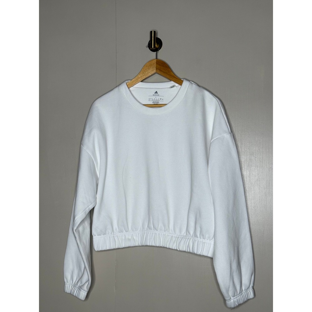 Adidas cropped fleece sweatshirt pullover minimalist athleisure cozy core